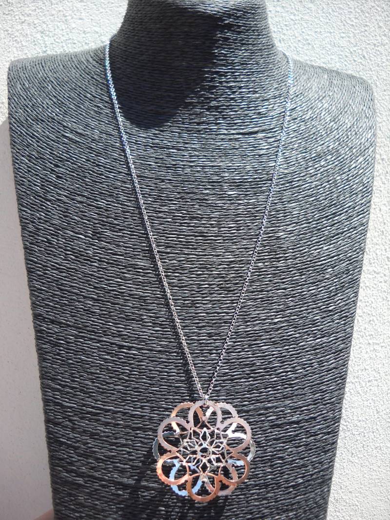 Halskette Mit Floral Geformten Anhänger - Sterling Silber 925 Hergestellt in Italien 90Er Jahre von BIANGELS