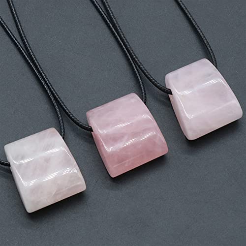 BIANMTSW 1PC Natürliche Kristalle Stein Anhänger Flash Labradorit Tigerauge Stein Charme Lange Seil Ketten Anhänger Halsketten for Frauen Schmuck Voller Textur (Color : Rose Quartz) von BIANMTSW