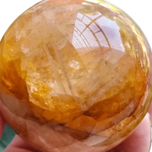 BIANMTSW 1pc 100-200g Golden Healer Fire Hematoid Crystal Ball Orbit Statue von BIANMTSW