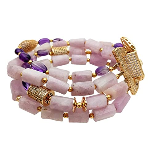 BIANMTSW 4 Rows 7x10mm Tube shape Purple freeform Amethyst Statement Bracelet von BIANMTSW