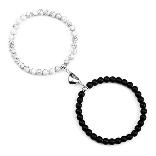 BIANMTSW 6 mm Naturstein-Perlen-Armband, Damen-Armband, Armreif, Schmuck, Lavaweiß Voller Textur (Color : Onyx White) von BIANMTSW