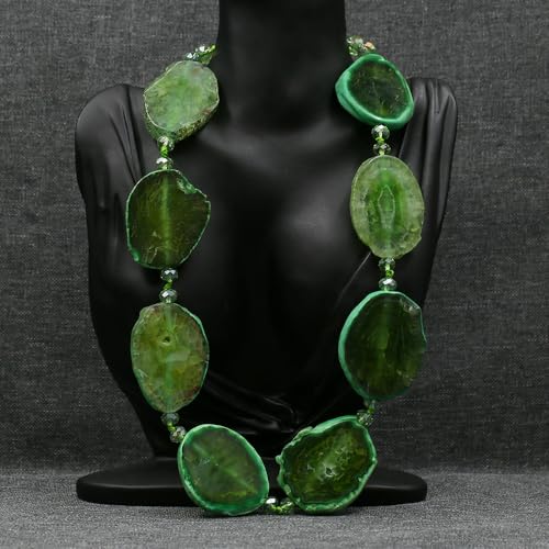 BIANMTSW Green Agate Slice Freeform Slab Nugget Crystal Gems Stone Necklace For Lady BIANMTSW Green Agate Slice Freeform Slab Nugget Crystal Gems Stone Necklace For Lady von BIANMTSW