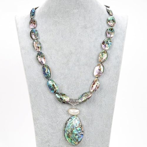 BIANMTSW Mix Color Green Abalone Shell Necklace White Shell Abalone Pendant von BIANMTSW