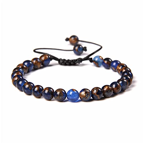 BIANMTSW Naturstein Amethysten 6MM Perlenarmbänder Damen Herren Geflochtenes Armband Lazuli Blue Achate Schmuck, 37.Achat, verstellbar Voller Textur (Color : 18.giltstone, Size : Adjustable) von BIANMTSW