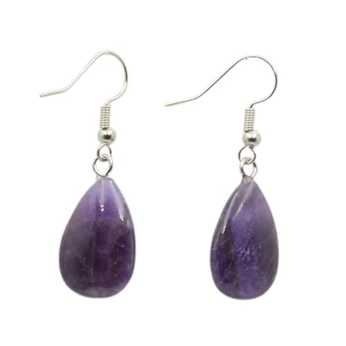 Einfache Haken Glasur Träne Wasser Tropfen Opal Kristall Lazuli Perlen Baumeln Naturstein Quartzs Anhänger Ohrring Handgemachte Frauen Schmuck Voller Textur (Color : Amethysts) von BIANMTSW