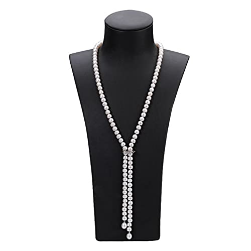 Ketten für Damen 900 mm echte lange Perlenkette for Frauen, verstellbare 9-10 mm Größe Braut natürliche Süßwasserperlenkette Schmuck erfüllen Mode-Accessoires ( Color : 120 , Size : Multi pearl ) von BIANMTSW
