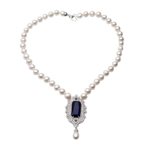 Ketten für Damen Echte weiße natürliche Süßwasser-große Perlenkette mit Anhänger for Frauen, Hochzeitsperlenkette Edlen Schmuck Brautgeschenk erfüllen Mode-Accessoires ( Color : 6 1/8 , Size : 10-11mm von BIANMTSW