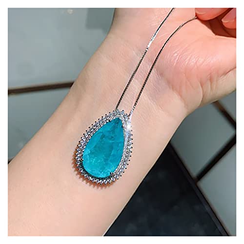 Ketten für Damen Luxus Paraiba Turmalin Blauer Stein Aquamarin Diamant Engelsflügel Ohrringe Damen Anhänger Halskette Hochzeit Schmuck Sets erfüllen Mode-Accessoires ( Color : 45cm , Size : Necklace ) von BIANMTSW