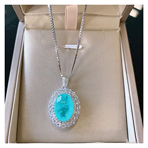 Ketten für Damen Vintage massives 925 Sterling Silber Paraiba Turmalin Gesmtone Anhänger/Halskette/Ohrringe/Ring Edles Schmuckset for Frauen erfüllen Mode-Accessoires ( Color : 45cm-resizable , Size : von BIANMTSW