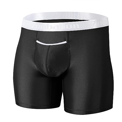 BIATWOWR 1 Pack Horizontal Fly Men's Underwear Ultra Breathable Silk Boxer Briefs Enhancing Pouch Black M BIATWOWR 1 Pack Horizontal Fly Men's Underwear Ultra Breathable Silk Boxer Briefs Enhancing Pouch Black M von BIATWOWR