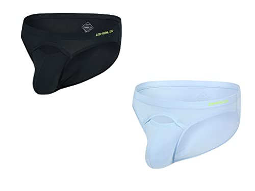 BIATWOWR Herren Bikini Slip aus Bambusfaser Weiche Atmungsaktive Komfortable Unterwäsche mit Großem Beutel 2 Multi M von BIATWOWR