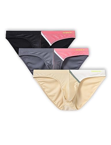 BIATWOWR 2XL 3 Packs Mens Slip Sexy Big Bulge Enhancing Pouch Briefs Herren Underwear Low Rise Contrast Color Unterwäsche Smooth Stretch Lightweight Comfort No Fly von BIATWOWR