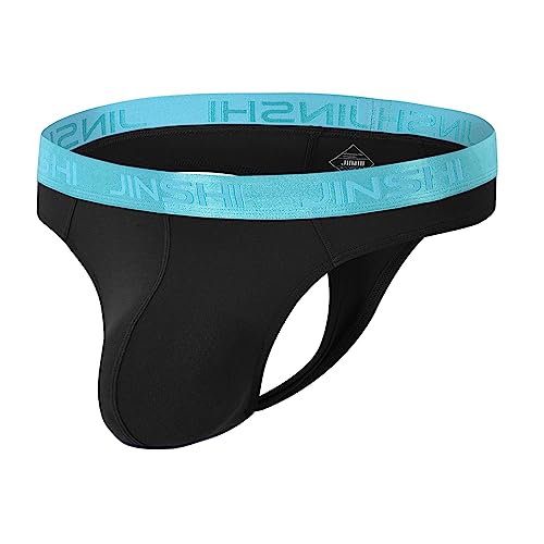 BIATWOWR Bamboo Herren Comfortable Low Rise T-Back Herren String Tanga Men's Unterwäsche Unterhosen Breathable Thongs for Male Ultra Black Soft L… von BIATWOWR