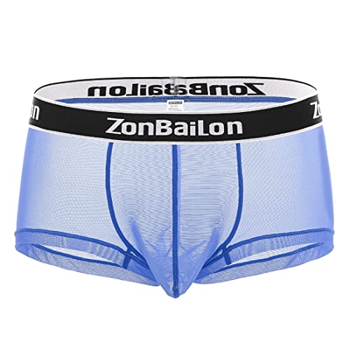 BIATWOWR Boxer Herrenslips Unterwäsche Sexy Durchsichtige Atmungsaktive Komfortable Unterhosen Blau M von BIATWOWR