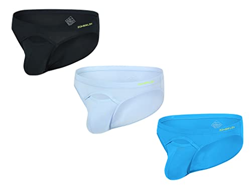 BIATWOWR Herren Bikini-Slip aus Bambusfaser Top Fly Atmungsaktiv Komfortabel Große Pouch Beule Weiche Unterwäsche XL von BIATWOWR