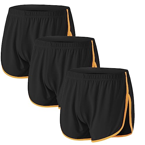 BIATWOWR Herren Boxershorts Atmungsaktive und Bequem Boxershorts mit Seitenschlitz 3 Schwarz L von BIATWOWR