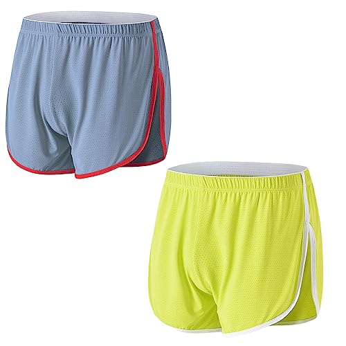 BIATWOWR Herren Boxershorts Atmungsaktive und Bequem Boxershorts mit Seitenschlitz Blau Gelb XL von BIATWOWR