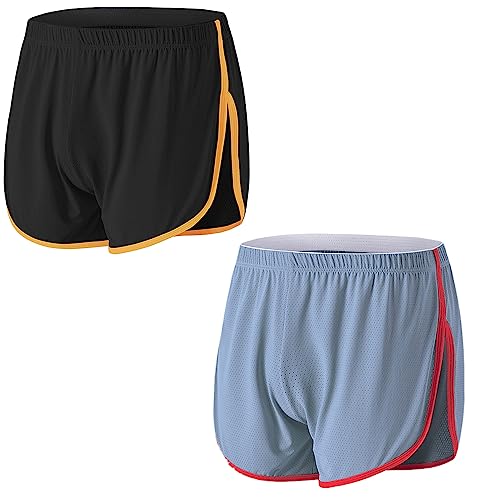 BIATWOWR Herren Boxershorts Atmungsaktive und Bequem Boxershorts mit Seitenschlitz Blau Schwarz XL von BIATWOWR