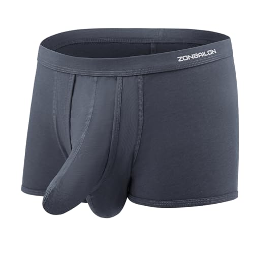 BIATWOWR Herren Boxershorts Unterhosen Getrenntem Tascheneinsatz Taille Elastizität Shorts Herren Unterwäsche Dunkelgrau XL von BIATWOWR