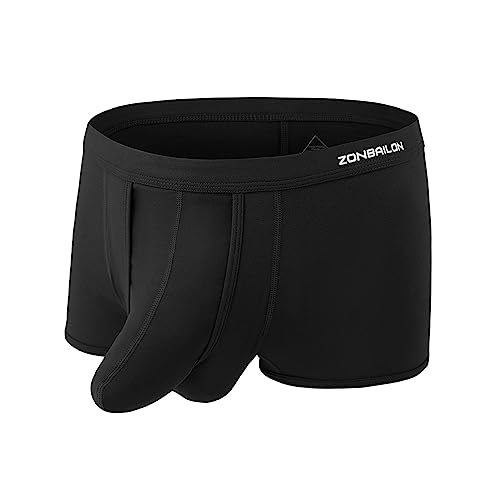 BIATWOWR Herren Boxershorts Unterhosen Getrenntem Tascheneinsatz Taille Elastizität Shorts Herren Unterwäsche Schwarz 3XL von BIATWOWR