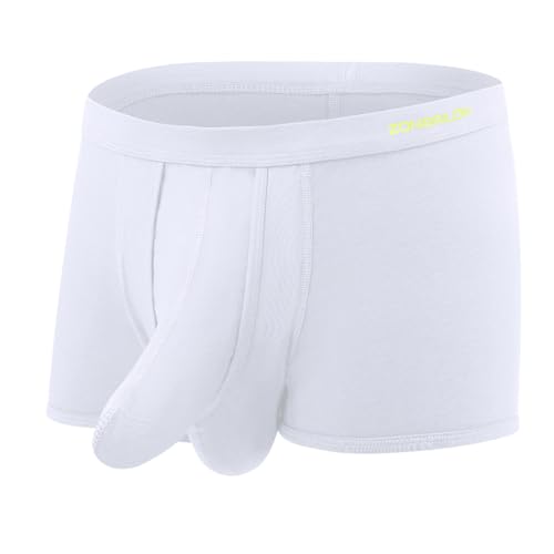 BIATWOWR Herren Boxershorts Unterhosen Getrenntem Tascheneinsatz Taille Elastizität Shorts Herren Unterwäsche Weiß M von BIATWOWR