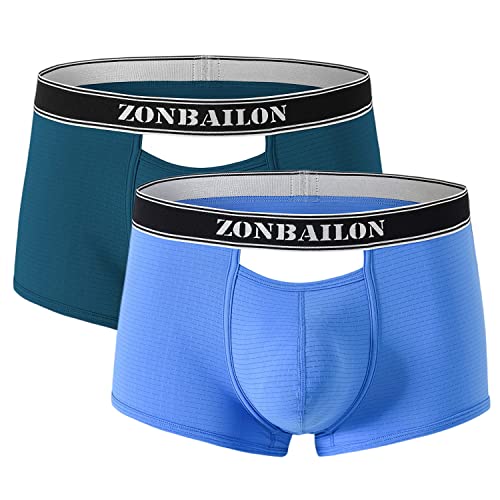 BIATWOWR Herren Boxershorts mit Atmungsaktivem Stoff und Erhöhtem Front- und Rückenöffnung ohne Etikett 2 Multi XL von BIATWOWR