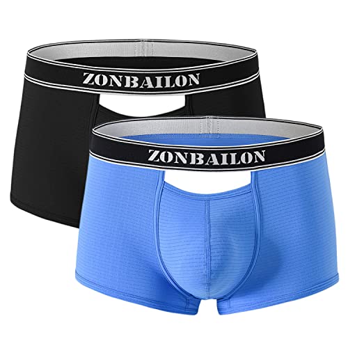 BIATWOWR Herren Boxershorts mit Atmungsaktivem Stoff und Erhöhtem Front- und Rückenöffnung ohne Etikett 2 Multi XL von BIATWOWR