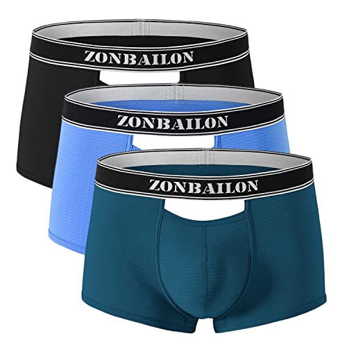 BIATWOWR Herren Boxershorts mit Atmungsaktivem Stoff und Erhöhtem Front- und Rückenöffnung ohne Etikett 3 Multi L von BIATWOWR