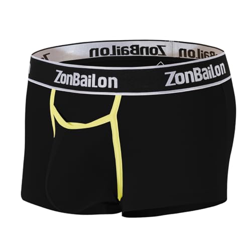 BIATWOWR Herren Boxershorts mit Großer Front Öffnung und Breitem Bund Niedriger Passform ohne Etikett Angenehmer Boxershorts Blau 2XL von BIATWOWR