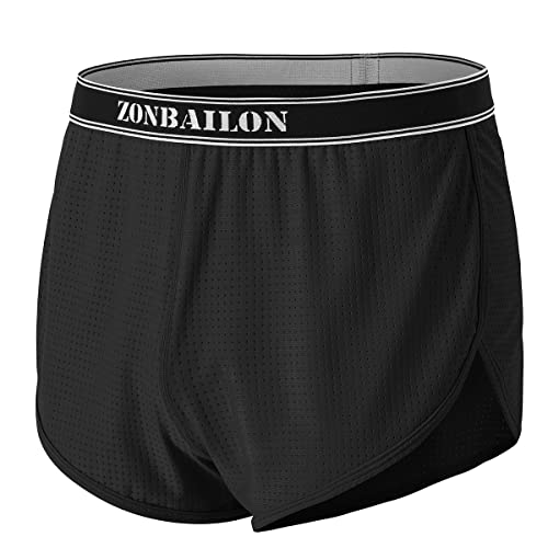BIATWOWR Herren Boxershorts mit breitem Bund, niedriger Bundhöhe, Mesh-Gewebe, ohne Etikett, bequem und atmungsaktiv Side Split BIATWOWR Herren Boxershorts mit breitem Bund, niedriger Bundhöhe, Mesh-Gewebe, ohne Etikett, bequem und atmungsaktiv Side Split von BIATWOWR