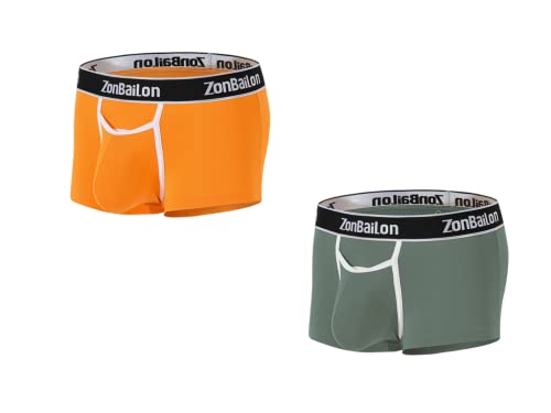 BIATWOWR Herren-Boxershorts mit großer Front-Öffnung breitem Bund niedriger Passform ohne Etikett angenehm Boxer Shorts Briefs 2 Pack M von BIATWOWR