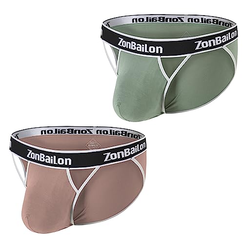 BIATWOWR Herren Dreiecks-Slip mit extra Balltasche dehnbar, ohne Etikett und breitem Bund Briefs Underpants von BIATWOWR