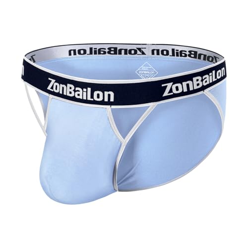 BIATWOWR Herren Dreiecks-Slips mit Extra Bequeme Beutel ohne Etikett und Breitem Bund Blau 3XL von BIATWOWR