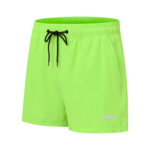 BIATWOWR Herren Freizeitshorts mit Elastischem Bund und Taschen für Training und Entspannung zu Hause Hellgrün L von BIATWOWR