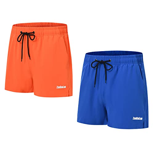 BIATWOWR Herren Freizeitshorts mit Elastischem Bund und Taschen für Training und Entspannung zu Hause Orange Dunkelblau XL von BIATWOWR