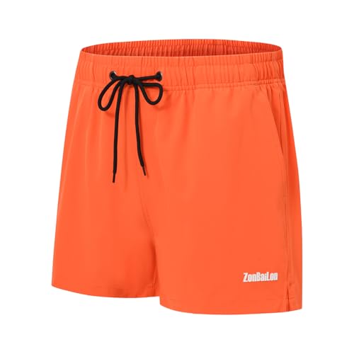 BIATWOWR Herren Freizeitshorts mit Elastischem Bund und Taschen für Training und Entspannung zu Hause Orange L von BIATWOWR