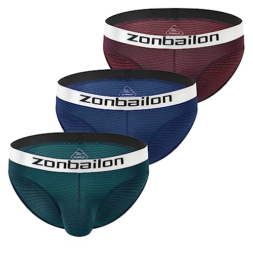 BIATWOWR Herren Gestreifte Dreieck Unterwäsche mit Großer Tasche für Extra Verstärkung Breitem Niedrigem Bund Dehnbar und Weich 3 Multi XL von BIATWOWR