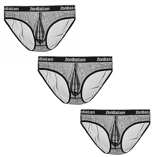 BIATWOWR Herren Sexy Netz Durchsichtige Unterhose Elastisch Atmungsaktiv Unterwäsche Weich Locker 3 Multi L BIATWOWR Herren Sexy Netz Durchsichtige Unterhose Elastisch Atmungsaktiv Unterwäsche Weich Locker 3 Multi L von BIATWOWR