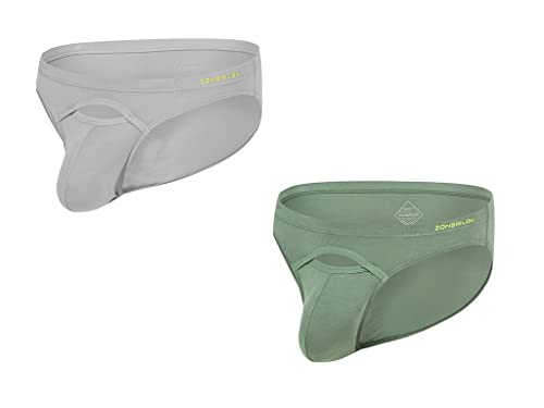 BIATWOWR Herren Bikini Slip aus Bambusfaser Weiche Atmungsaktive Komfortable Unterwäsche mit Großem Beutel 2 Multi L von BIATWOWR