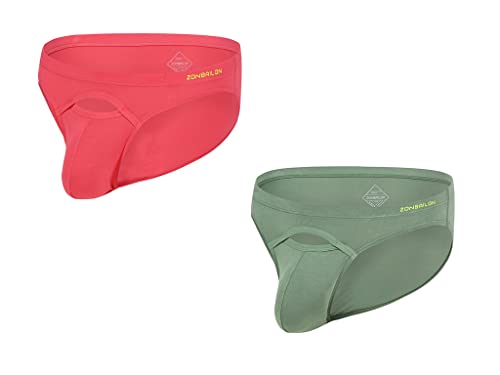 BIATWOWR Herren Bikini Slip aus Bambusfaser Weiche Atmungsaktive Komfortable Unterwäsche mit Großem Beutel 2 Multi L von BIATWOWR