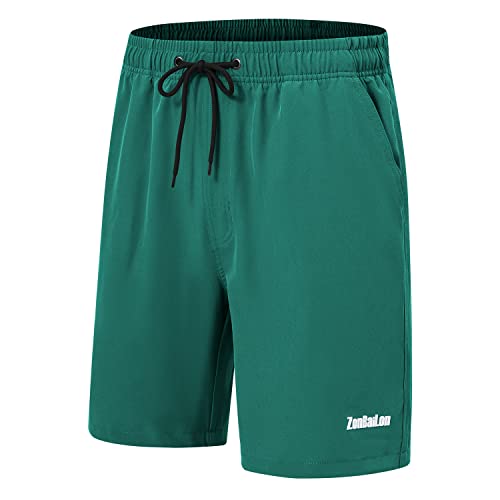 BIATWOWR Herren Sportshorts mit Taschen Entspannte Passform Jogginghose Lauftraining Trainingsanzug Bequem und Leicht Grün 2XL von BIATWOWR