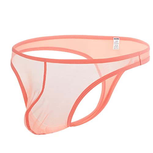 BIATWOWR Herren String Tanga Slips Transparent Unterwäsche Sexy Unterwäsche für Männer Orange L von BIATWOWR