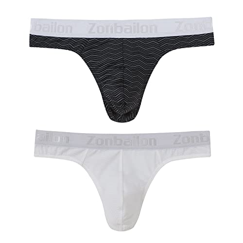 BIATWOWR Herren Strings T-Rücken Unterwäsche Sexy Ball Pouch Slip Tanga Männer Sexy Niedrige Taille Unterhose M 2er Pack von BIATWOWR