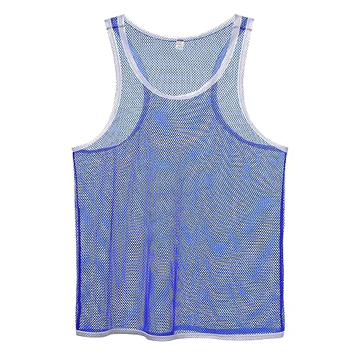 BIATWOWR Herren T-Shirt Durchsichtiges Ärmelloses Shirt Dünnes Herren Muskel Pullover Shirt Ärmelloses Unterhemd Dunkelblau L von BIATWOWR