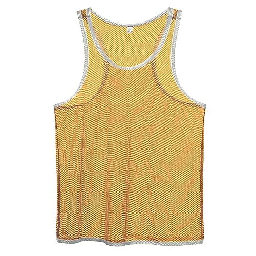 BIATWOWR Herren T-Shirt Durchsichtiges Ärmelloses Shirt Dünnes Herren Muskel Pullover Shirt Ärmelloses Unterhemd Gelb 3XL von BIATWOWR