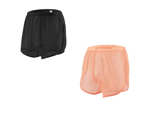 BIATWOWR Herren Transparent Sexy Boxershorts Männer Atmungsaktiv Bequem Unterhose Seitlichem Schlitz Mesh Design Unterwäsche Schwarz Orange M BIATWOWR Herren Transparent Sexy Boxershorts Männer Atmungsaktiv Bequem Unterhose Seitlichem Schlitz Mesh Design Unterwäsche Schwarz Orange M von BIATWOWR