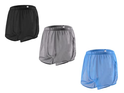 BIATWOWR Herren Transparent Sexy Boxershorts Männer Atmungsaktiv Bequem Unterhose Seitlichem Schlitz Mesh Design Unterwäsche 3 Multi L BIATWOWR Herren Transparent Sexy Boxershorts Männer Atmungsaktiv Bequem Unterhose Seitlichem Schlitz Mesh Design Unterwäsche 3 Multi L von BIATWOWR