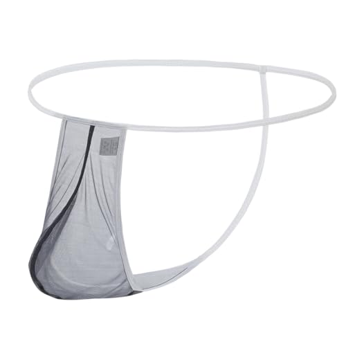 BIATWOWR Herren Transparent Strings Durchsichtige Sexy Unterwäsche Männer Unterhosen Atmungsaktiv Weich G-String Dunkelgrau XL von BIATWOWR
