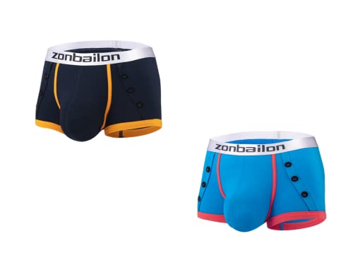 BIATWOWR Herren Unterwäsche mit Frontverschluss, Breitem Bund, Niedrigen Bund, Ohne Etikett, Bequem und Atmungsaktiv 2 Multi 3XL von BIATWOWR