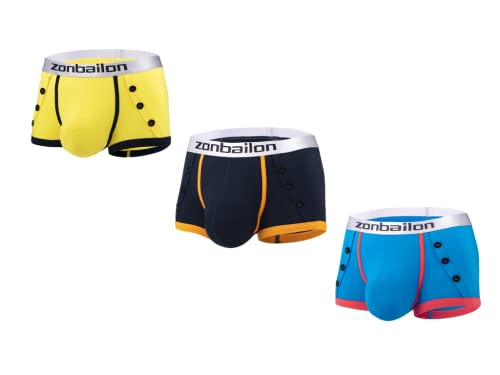 BIATWOWR Herren Unterwäsche mit Frontverschluss, Breitem Bund, Niedrigen Bund, Ohne Etikett, Bequem und Atmungsaktiv 3 Multi XL von BIATWOWR